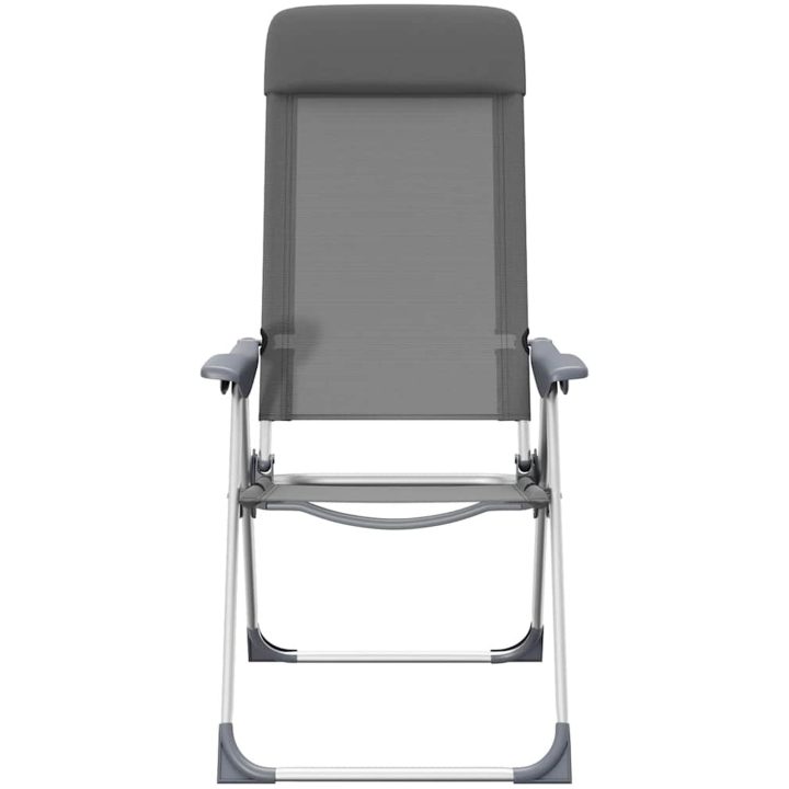 Hopfällbara campingstolar 2 st aluminium grå vidaXL – bild 5