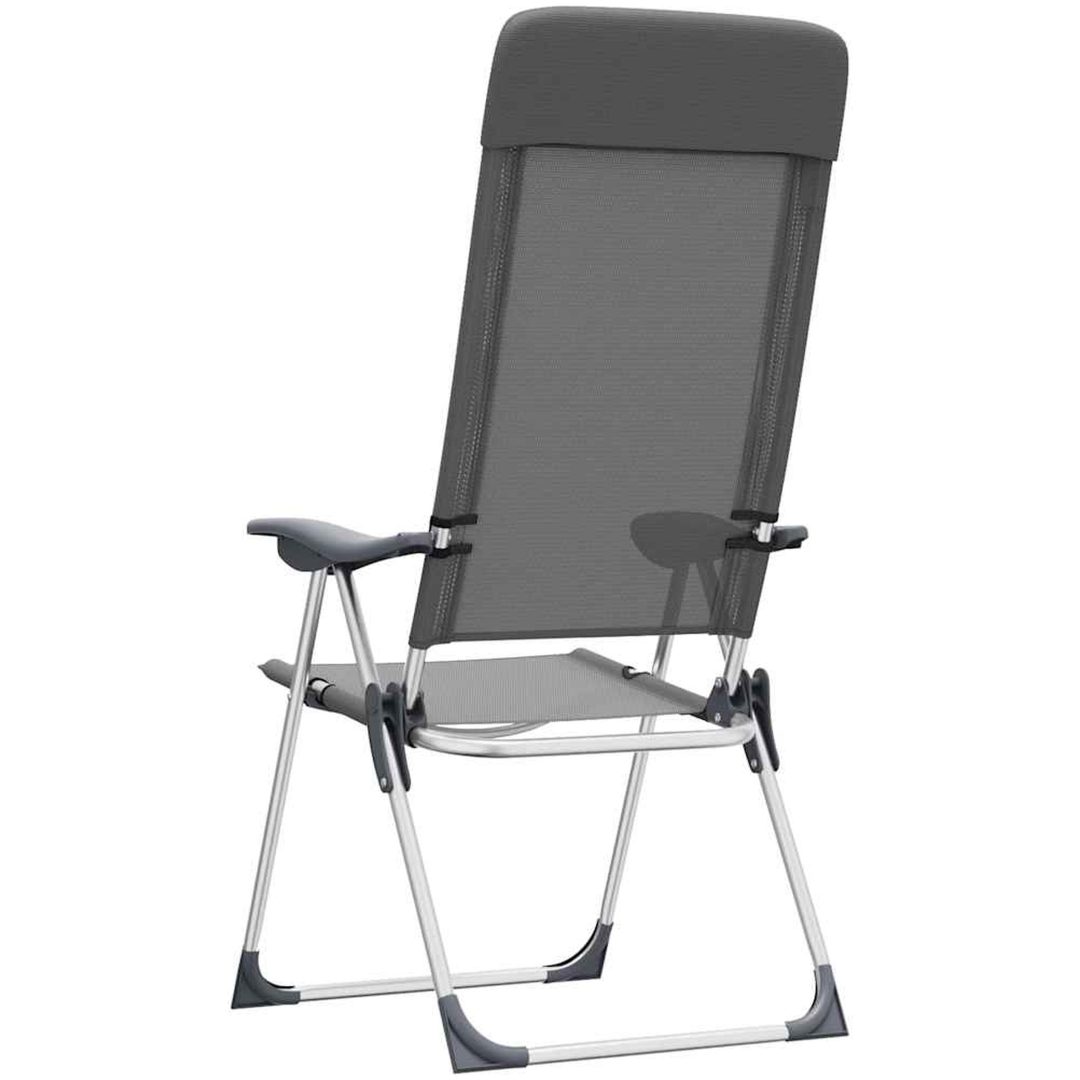 Hopfällbara campingstolar 2 st aluminium grå vidaXL – bild 7
