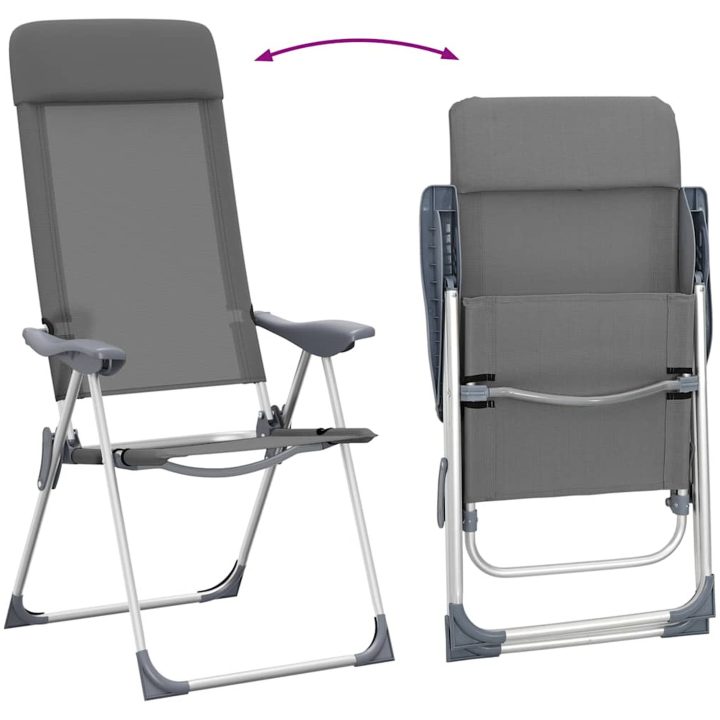 Hopfällbara campingstolar 2 st aluminium grå vidaXL – bild 8