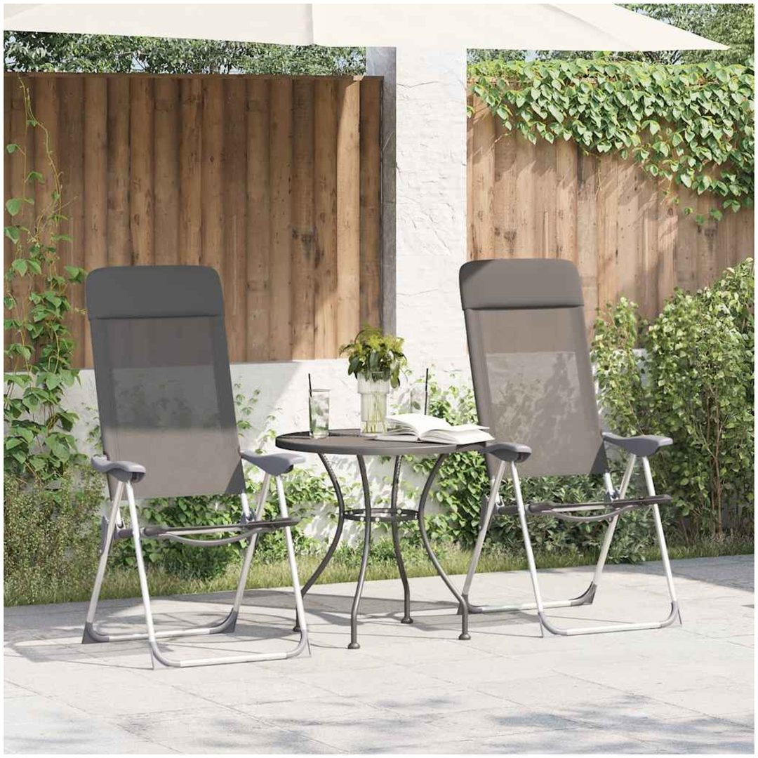 Hopfällbara campingstolar 2 st aluminium grå vidaXL