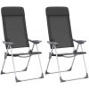 Hopfällbara campingstolar 2 st aluminium svart vidaXL – miniatyr 2
