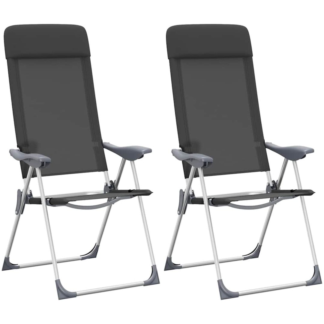 Hopfällbara campingstolar 2 st aluminium svart vidaXL – bild 2