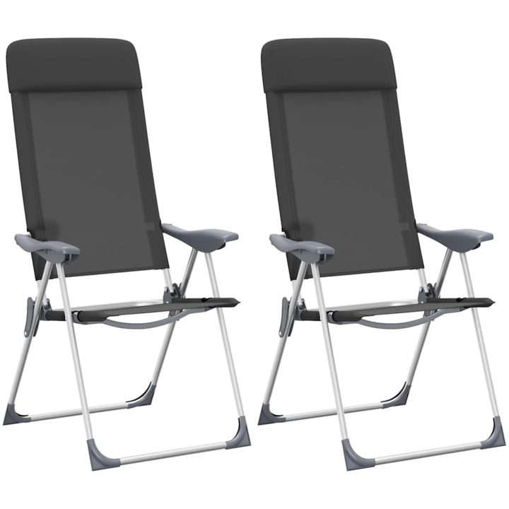 Hopfällbara campingstolar 2 st aluminium svart vidaXL – bild 2