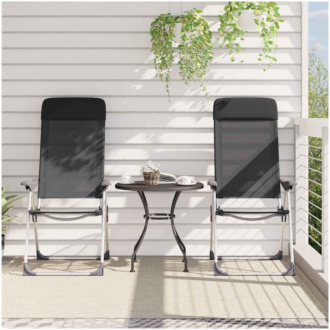 Hopfällbara campingstolar 2 st aluminium svart vidaXL – bild 3