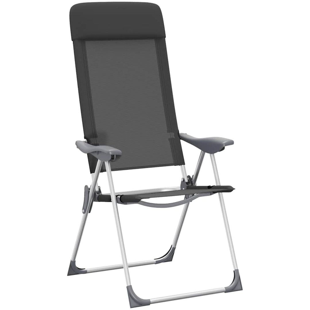 Hopfällbara campingstolar 2 st aluminium svart vidaXL – bild 4