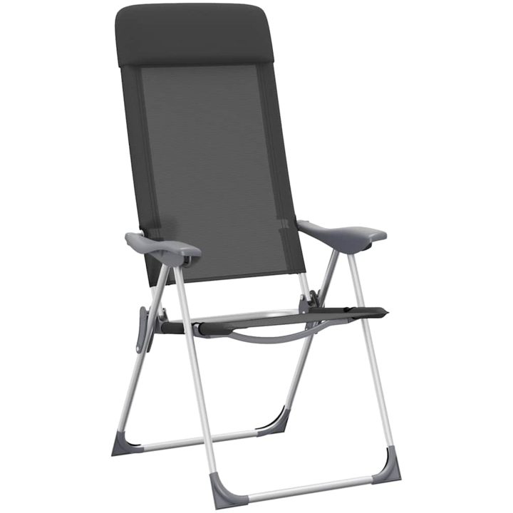 Hopfällbara campingstolar 2 st aluminium svart vidaXL – bild 4