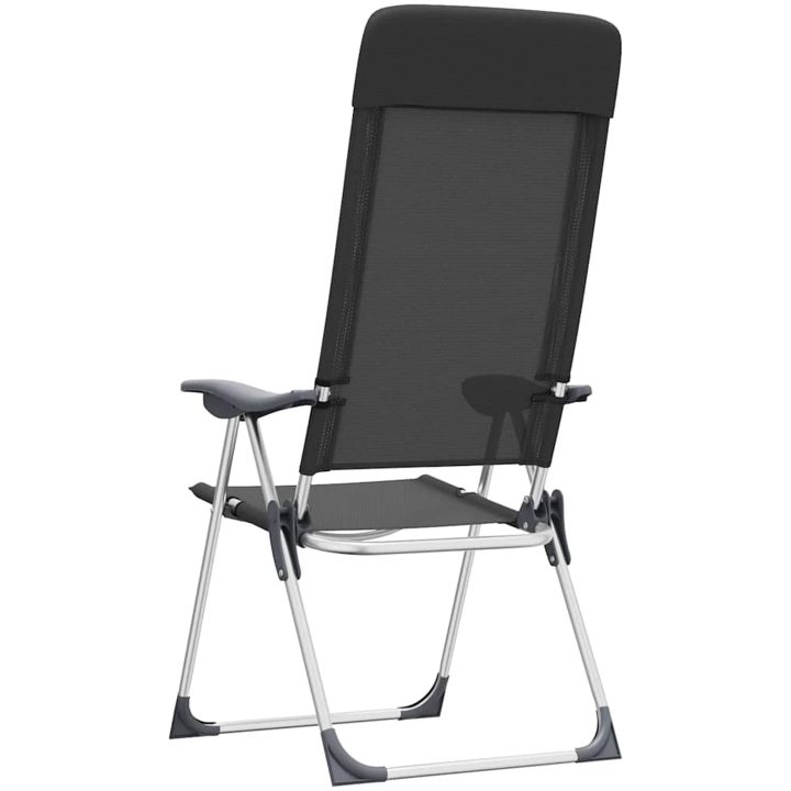 Hopfällbara campingstolar 2 st aluminium svart vidaXL – bild 7