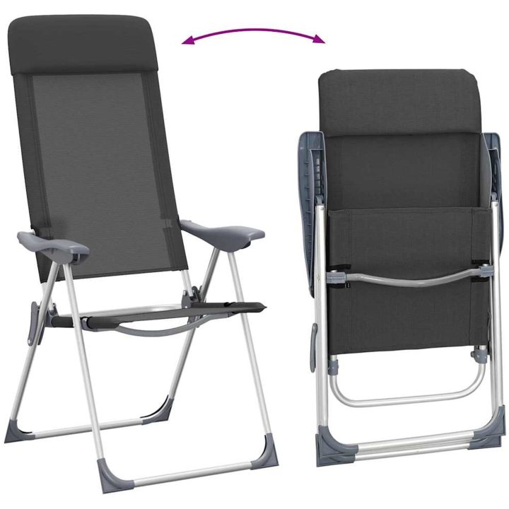 Hopfällbara campingstolar 2 st aluminium svart vidaXL – bild 8