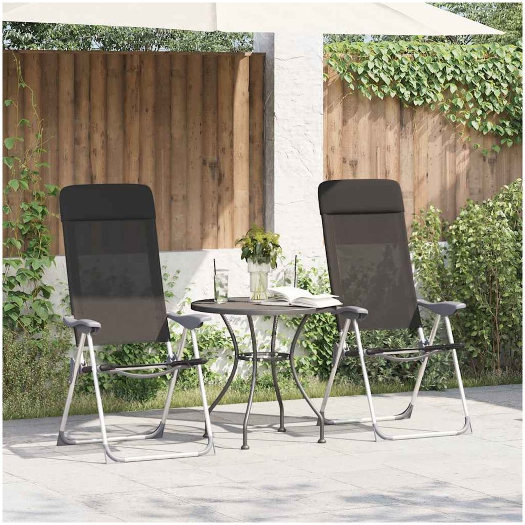 Hopfällbara campingstolar 2 st aluminium svart vidaXL