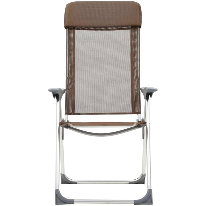 Hopfällbara campingstolar 4 st aluminium brun vidaXL – bild 4