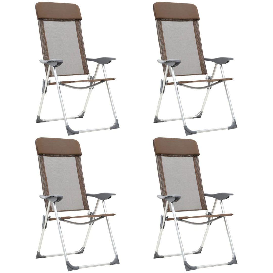 Hopfällbara campingstolar 4 st aluminium brun vidaXL