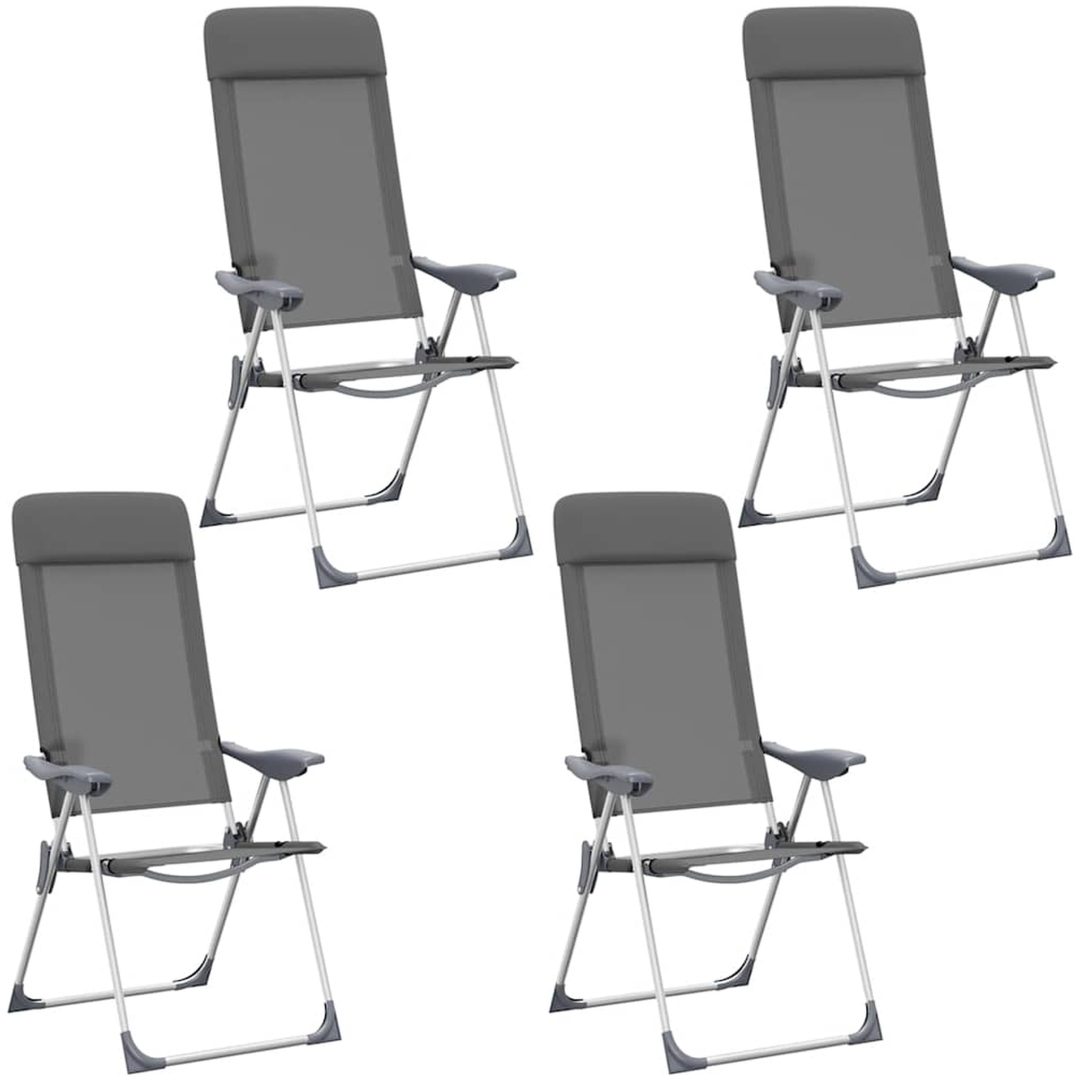 Hopfällbara campingstolar 4 st aluminium grå vidaXL – bild 2