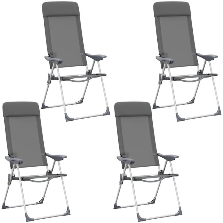 Hopfällbara campingstolar 4 st aluminium grå vidaXL – bild 2