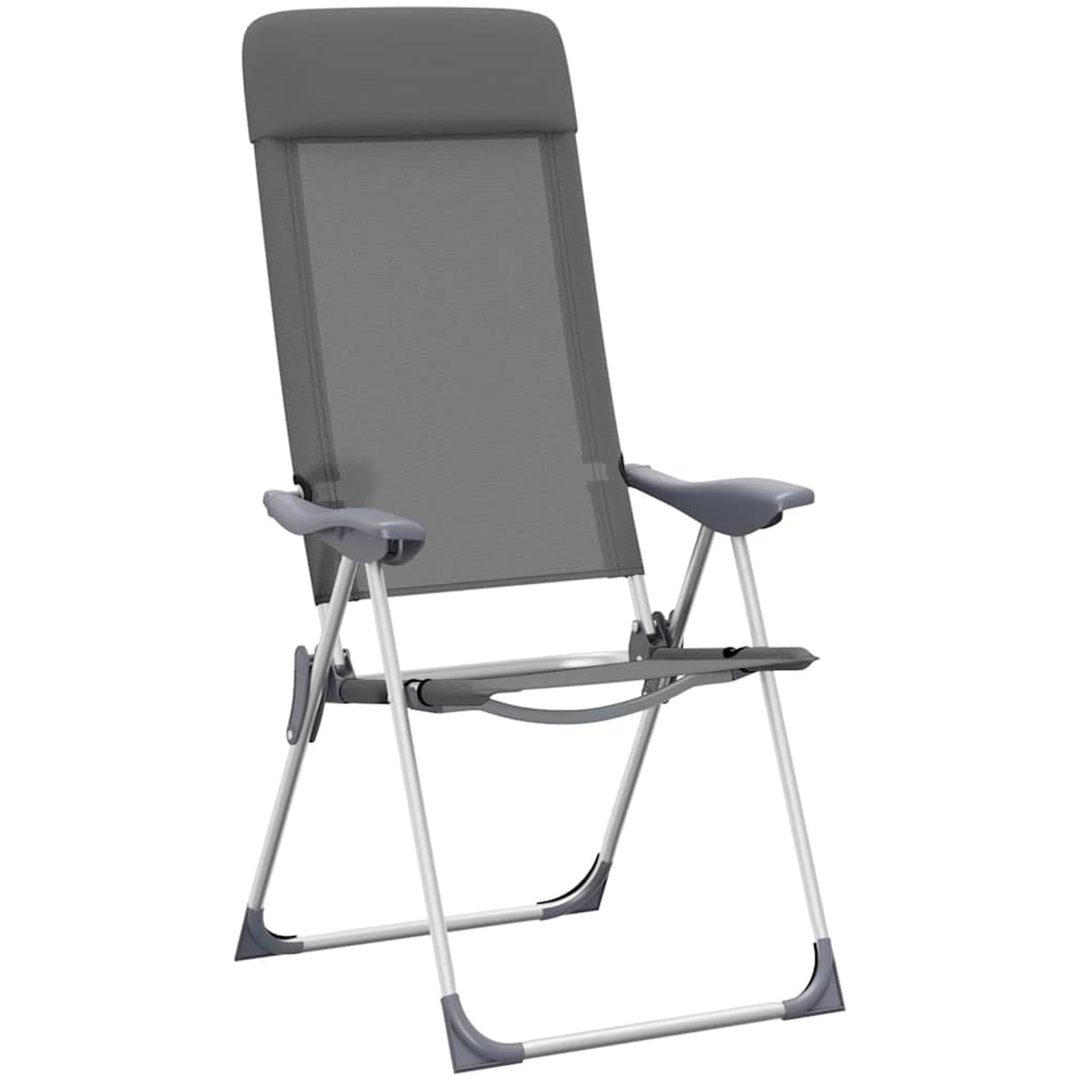 Hopfällbara campingstolar 4 st aluminium grå vidaXL – bild 4