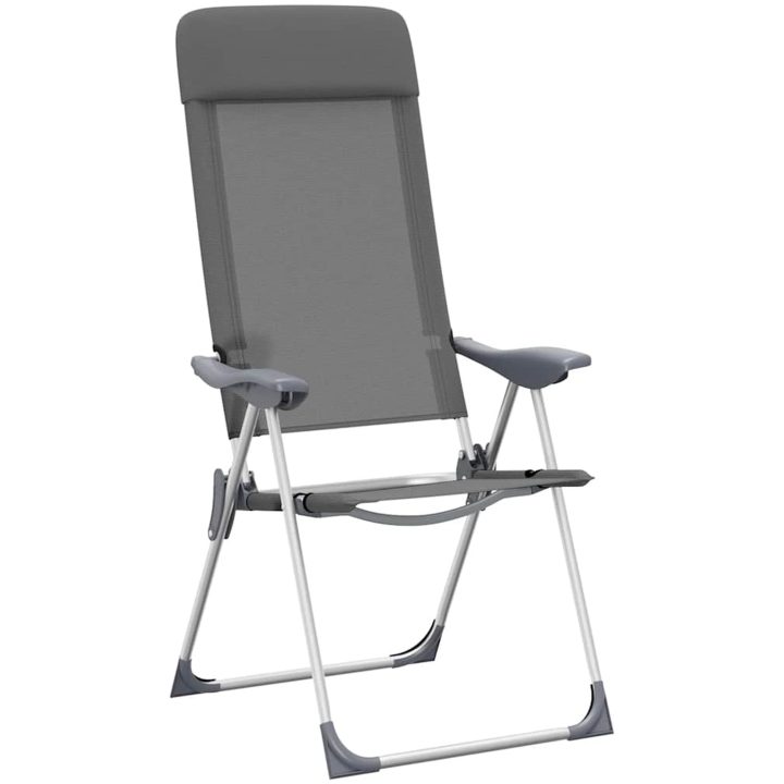 Hopfällbara campingstolar 4 st aluminium grå vidaXL – bild 4