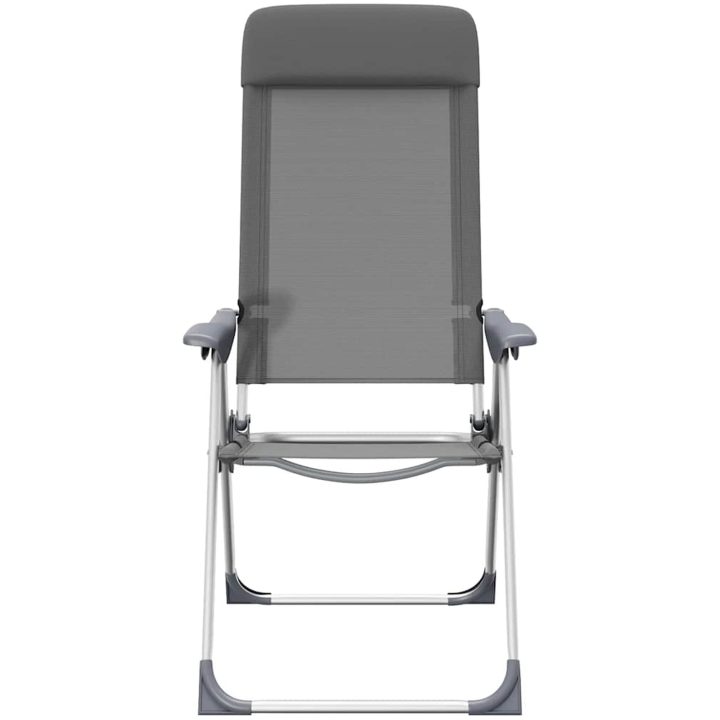 Hopfällbara campingstolar 4 st aluminium grå vidaXL – bild 5