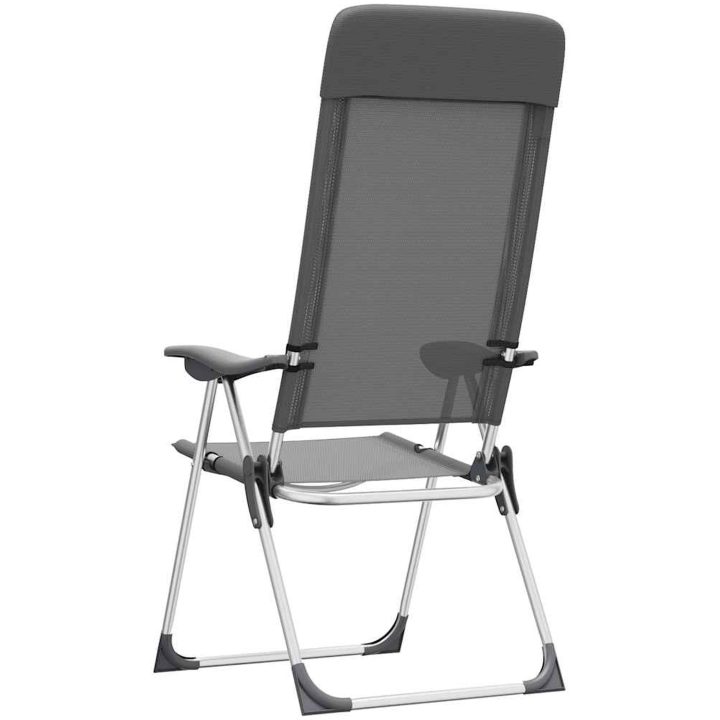 Hopfällbara campingstolar 4 st aluminium grå vidaXL – bild 7