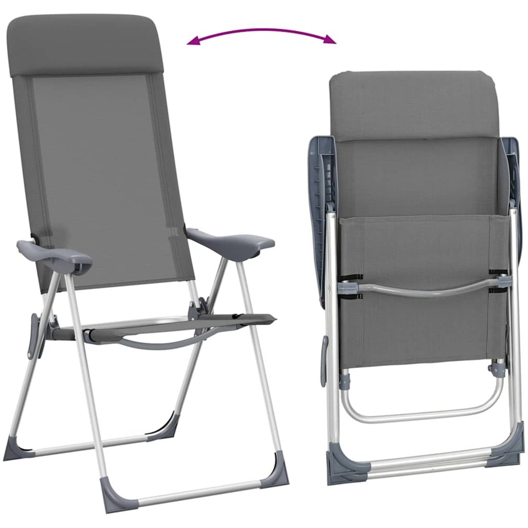 Hopfällbara campingstolar 4 st aluminium grå vidaXL – bild 8
