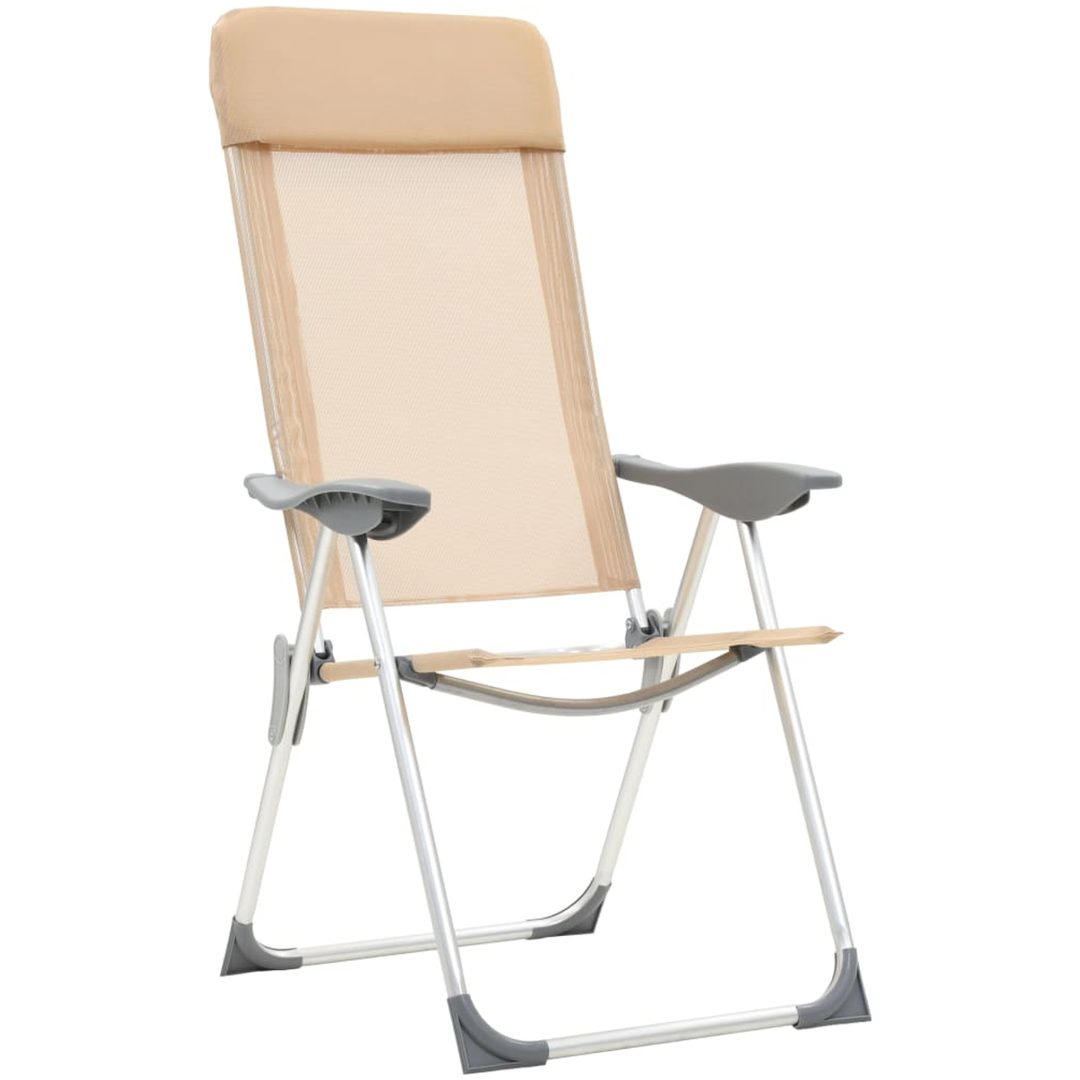 Hopfällbara campingstolar 4 st aluminium gräddvit vidaXL – bild 3