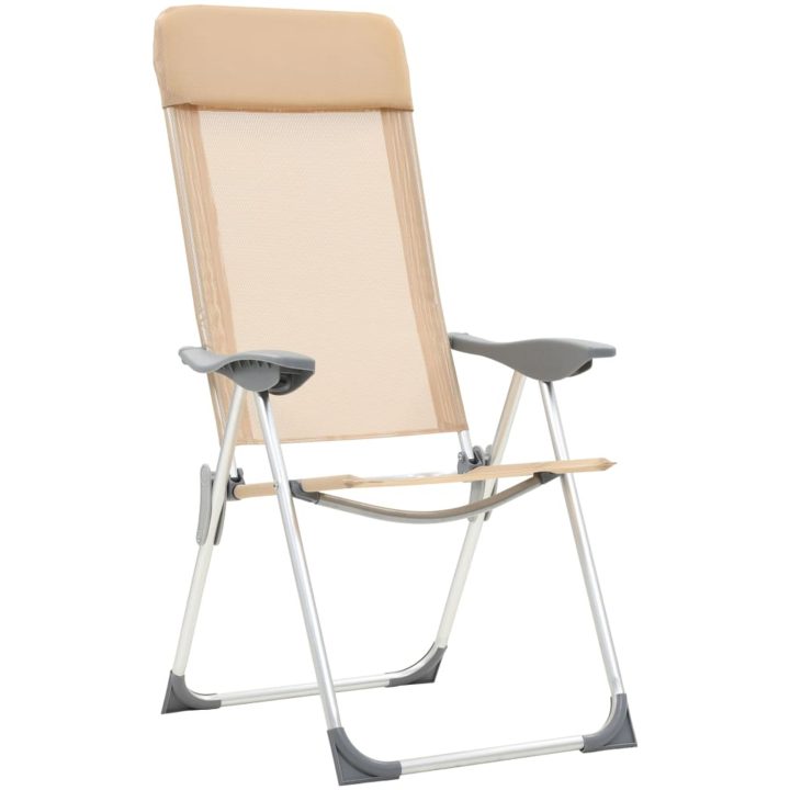 Hopfällbara campingstolar 4 st aluminium gräddvit vidaXL – bild 3