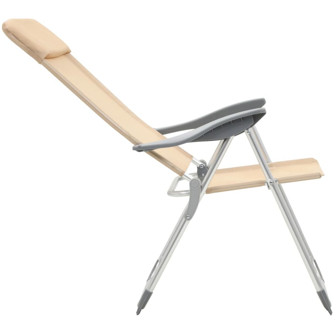 Hopfällbara campingstolar 4 st aluminium gräddvit vidaXL – bild 6