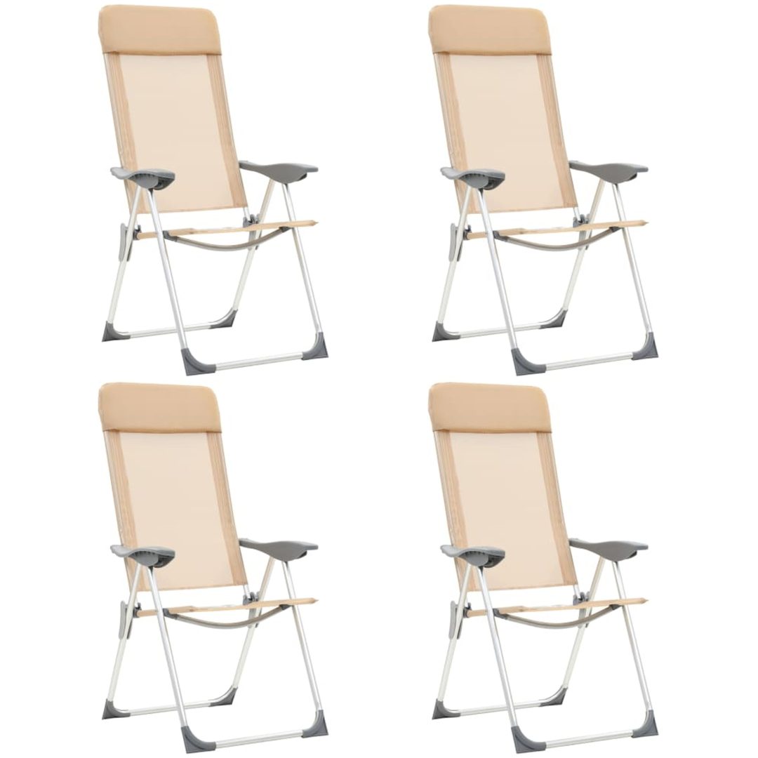 Hopfällbara campingstolar 4 st aluminium gräddvit vidaXL