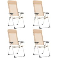 Hopfällbara campingstolar 4 st aluminium gräddvit vidaXL