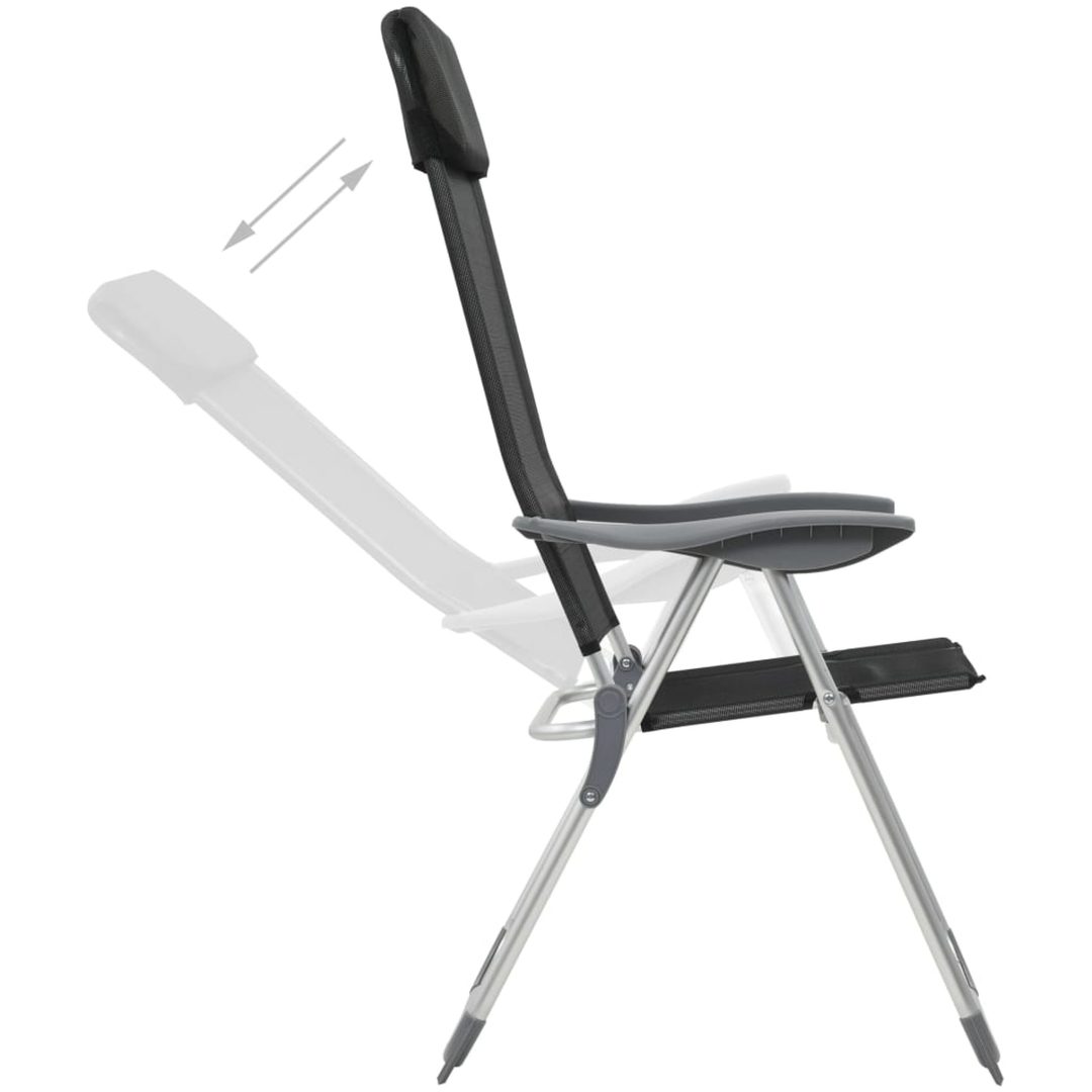 Hopfällbara campingstolar 4 st aluminium svart vidaXL – bild 2
