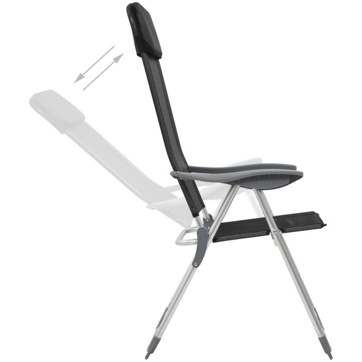 Hopfällbara campingstolar 4 st aluminium svart vidaXL – bild 2