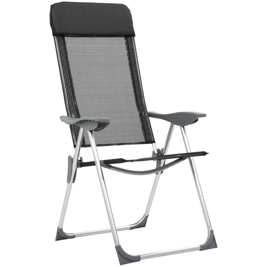 Hopfällbara campingstolar 4 st aluminium svart vidaXL – bild 4