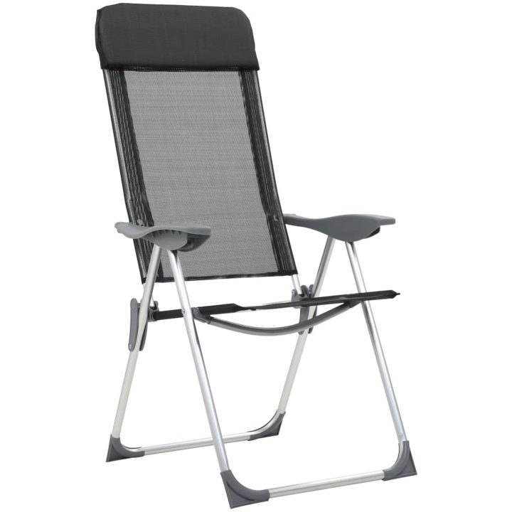 Hopfällbara campingstolar 4 st aluminium svart vidaXL – bild 4