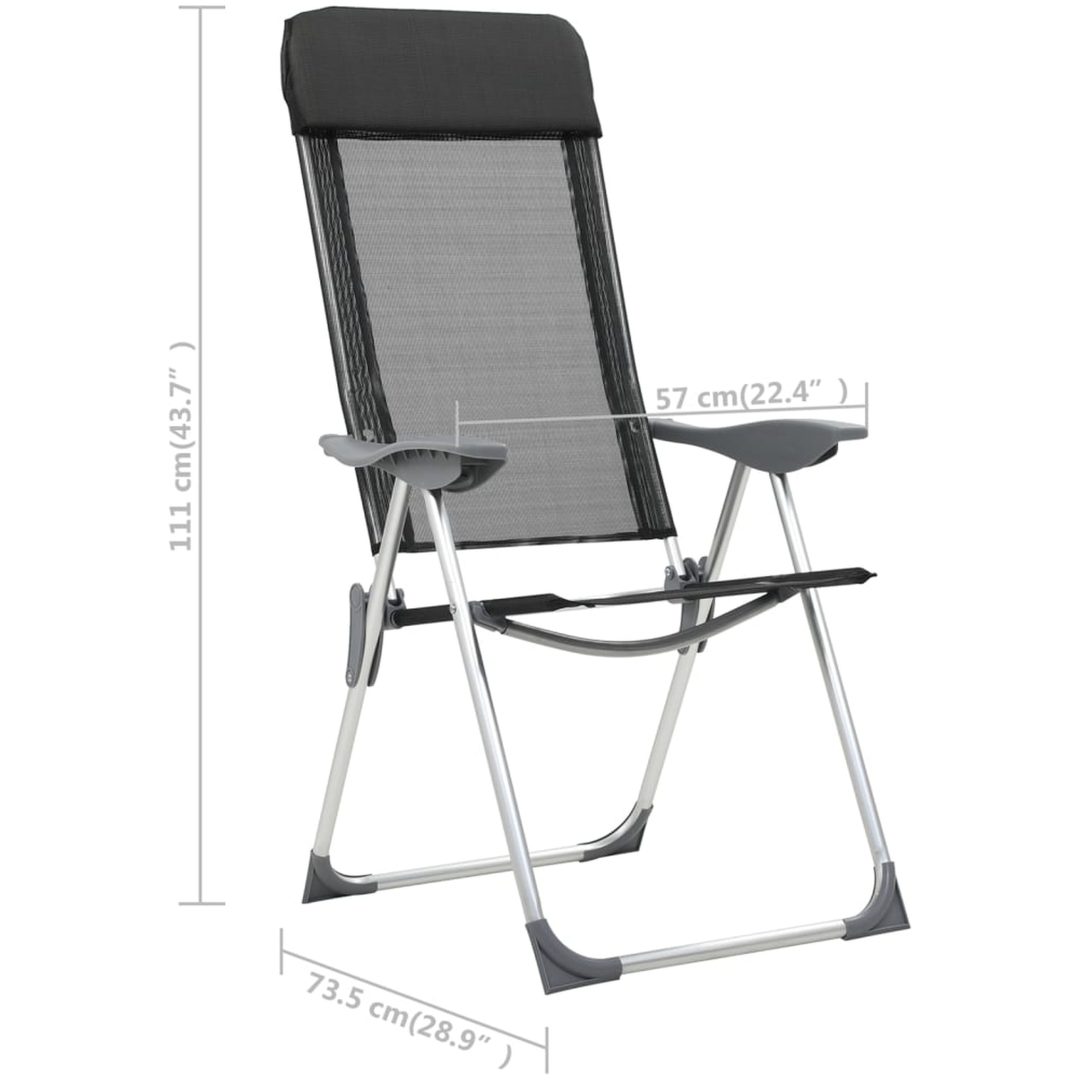 Hopfällbara campingstolar 4 st aluminium svart vidaXL – bild 8