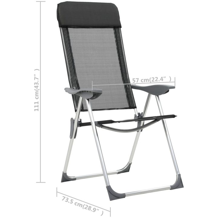 Hopfällbara campingstolar 4 st aluminium svart vidaXL – bild 8