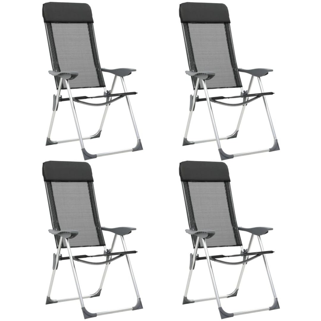 Hopfällbara campingstolar 4 st aluminium svart vidaXL
