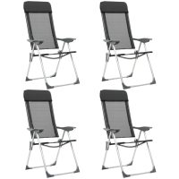 Hopfällbara campingstolar 4 st aluminium svart vidaXL