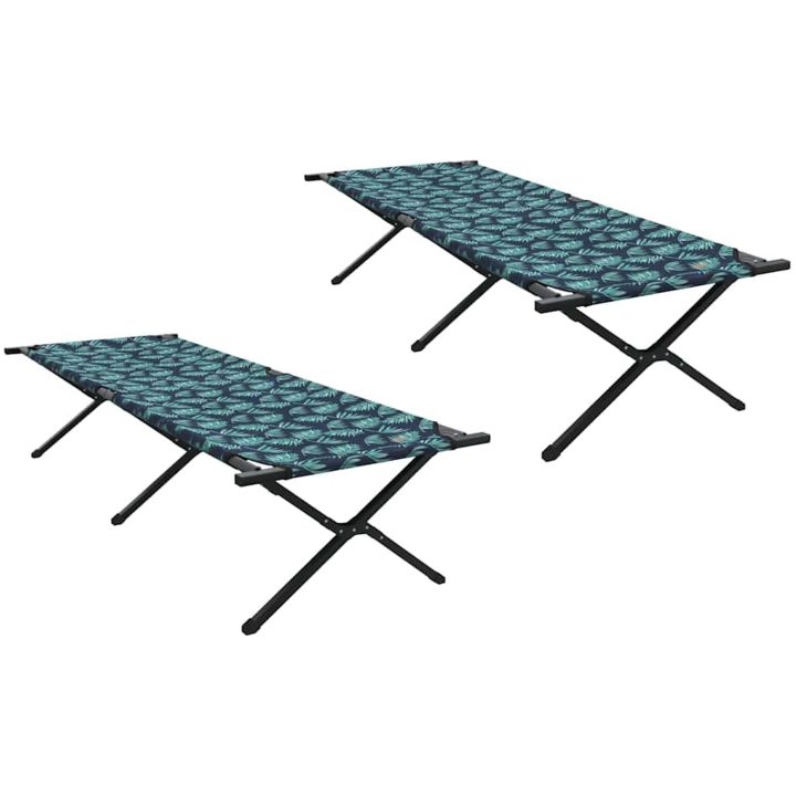 Hopfällbara Solsängar 2 st med Bärväska Lövmönster 600D Oxford Tyg vidaXL 210 x 80 x 46 cm – bild 2