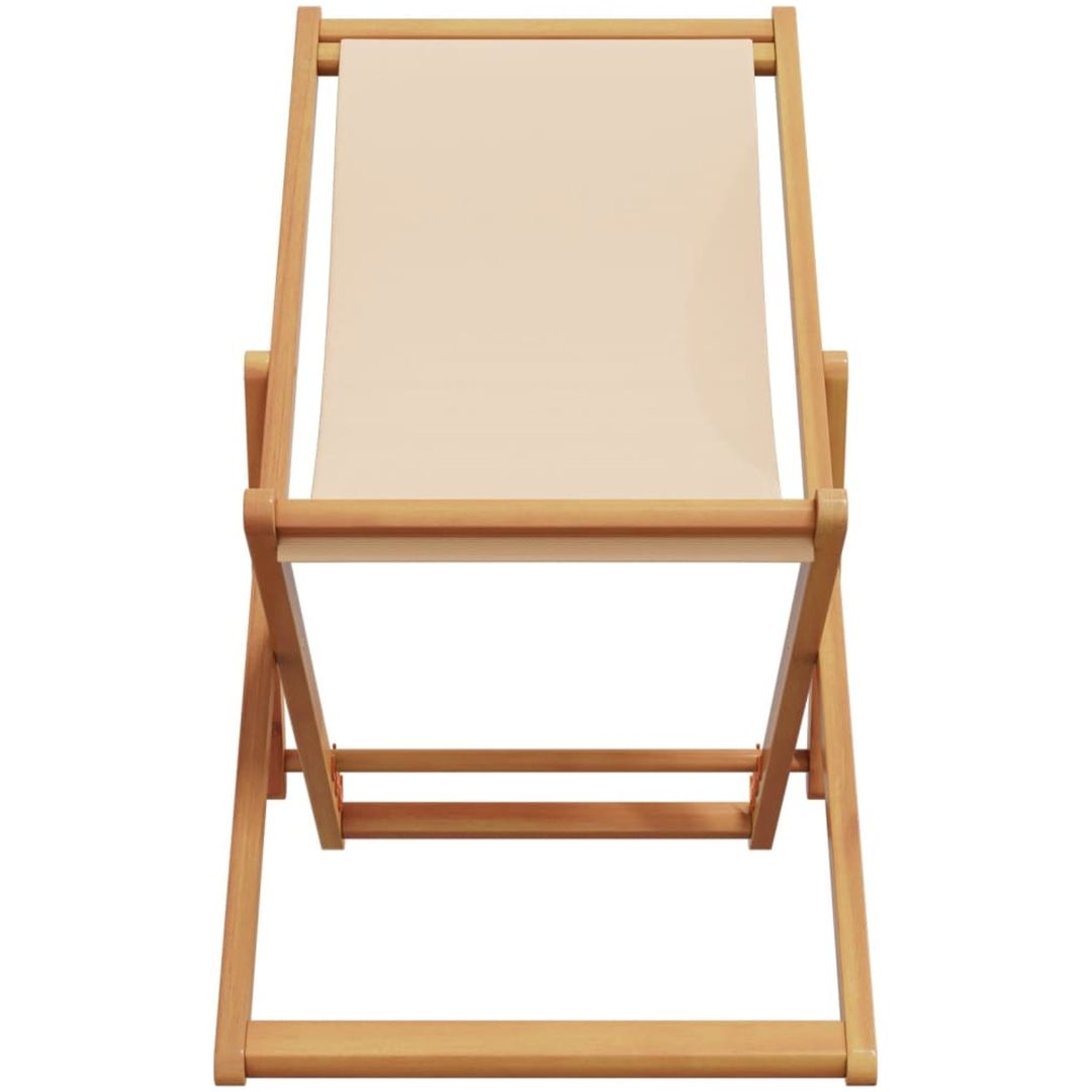 Hopfällbara solstolar 2 st beige tyg och massivt trä vidaXL – bild 4