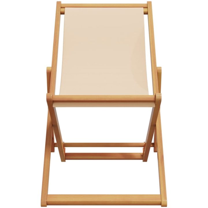Hopfällbara solstolar 2 st beige tyg och massivt trä vidaXL – bild 4