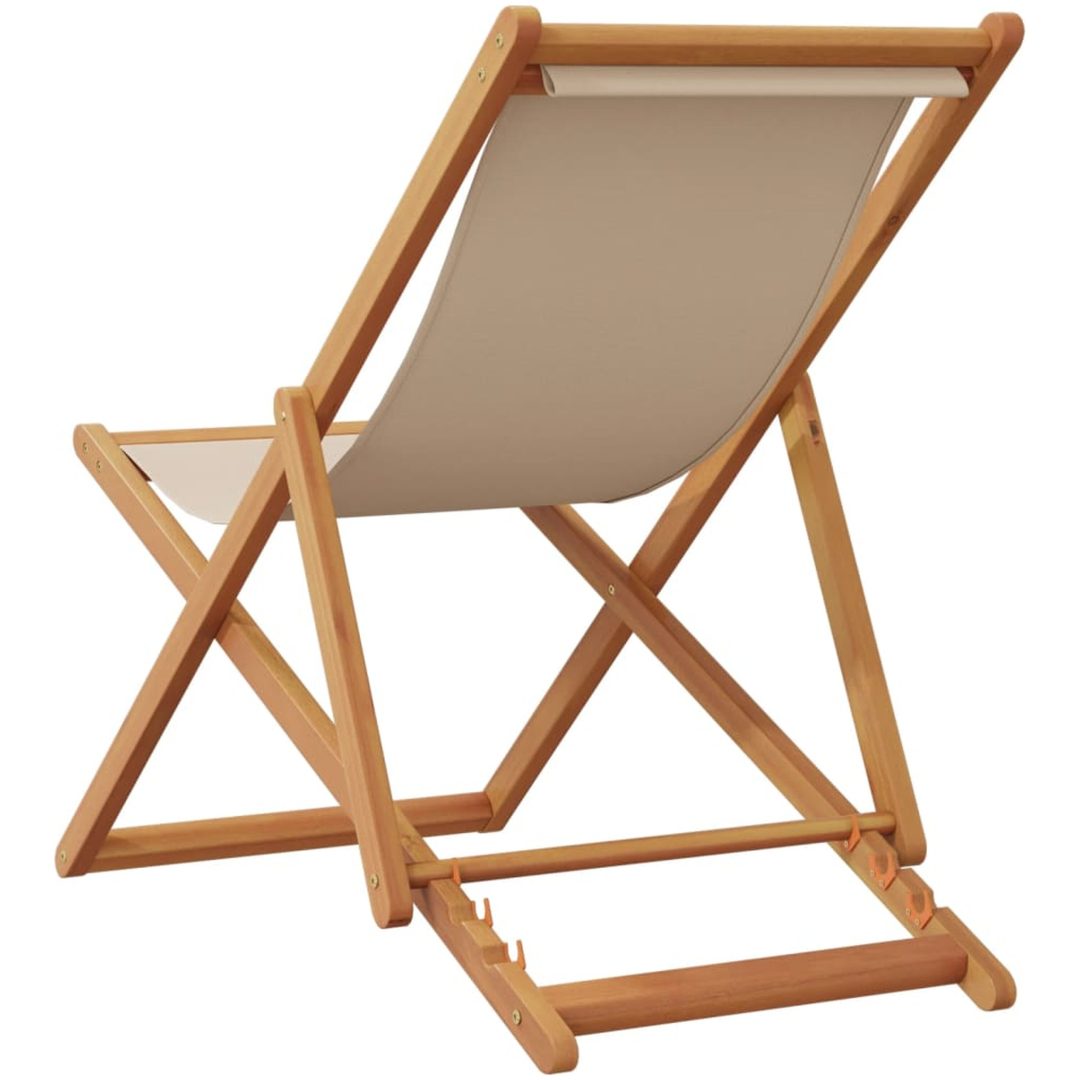 Hopfällbara solstolar 2 st beige tyg och massivt trä vidaXL – bild 6