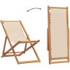 Hopfällbara solstolar 2 st beige tyg och massivt trä vidaXL – miniatyr 7