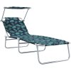 Hopfällbara solstolar 2 st med canopy bladmönster 600D Oxford tyg vidaXL Standard – miniatyr 4
