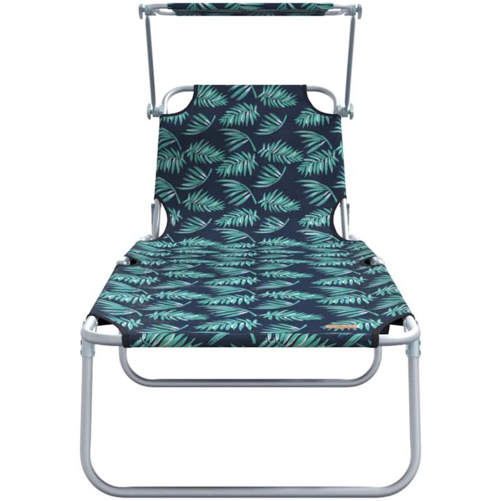 Hopfällbara solstolar 2 st med canopy bladmönster 600D Oxford tyg vidaXL Standard – bild 5