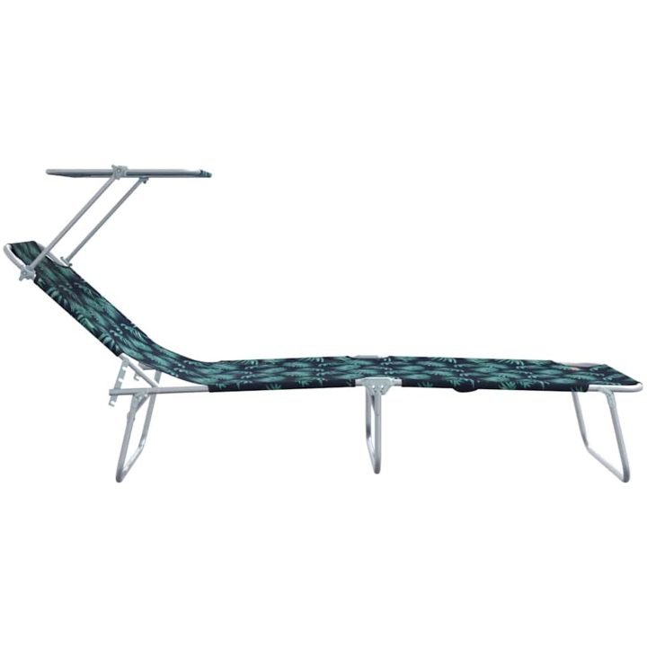 Hopfällbara solstolar 2 st med canopy bladmönster 600D Oxford tyg vidaXL Standard – bild 6