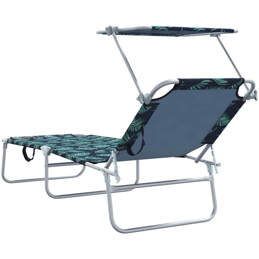 Hopfällbara solstolar 2 st med canopy bladmönster 600D Oxford tyg vidaXL Standard – bild 7