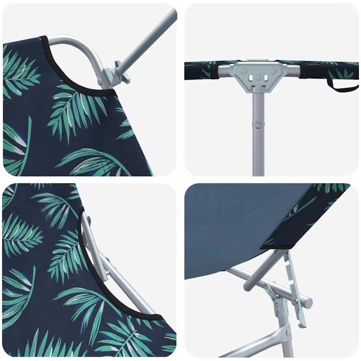 Hopfällbara solstolar 2 st med canopy bladmönster 600D Oxford tyg vidaXL Standard – bild 8