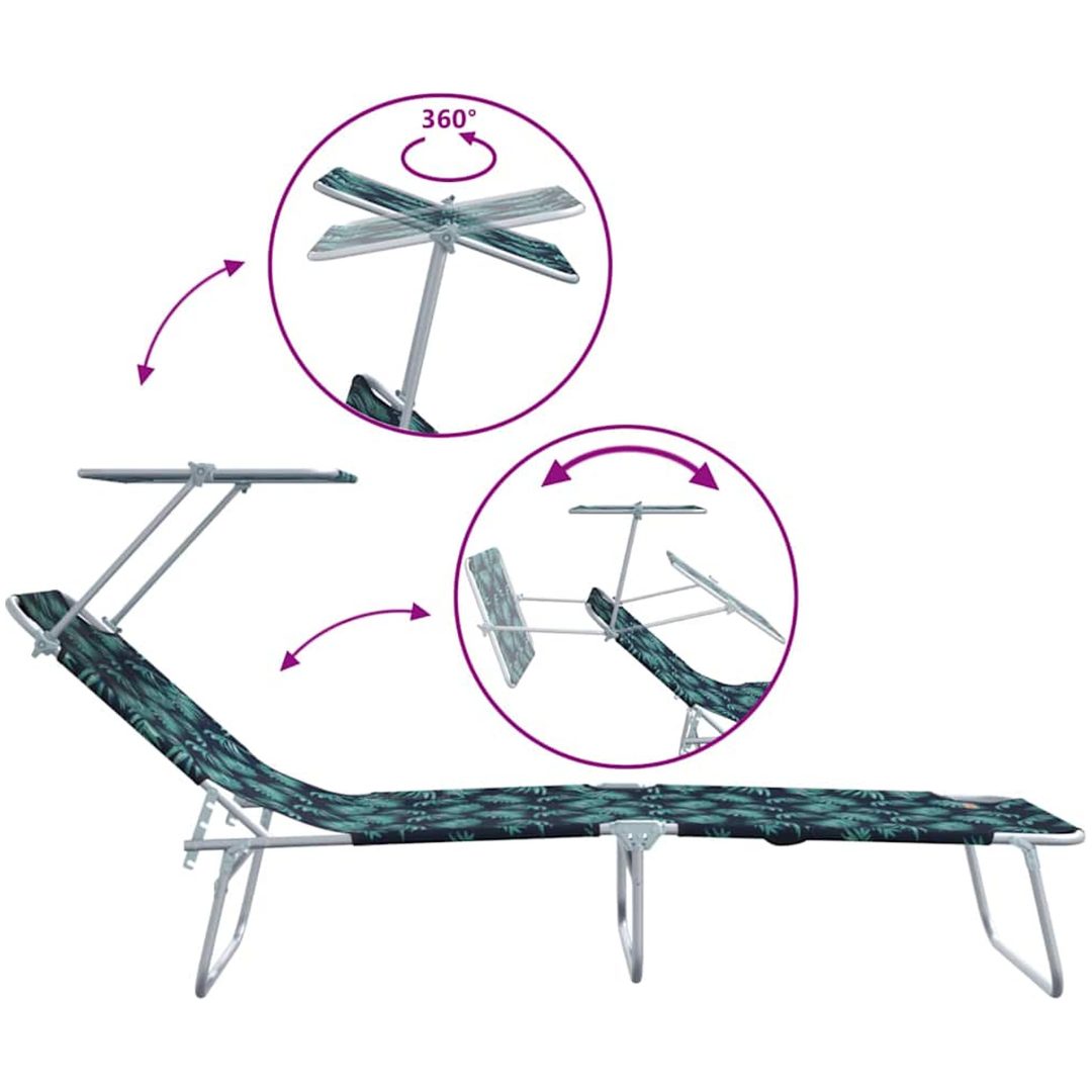 Hopfällbara solstolar 2 st med canopy bladmönster 600D Oxford tyg vidaXL Standard – bild 9