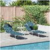 Hopfällbara solstolar 2 st med canopy bladmönster 600D Oxford tyg vidaXL Standard – miniatyr 1