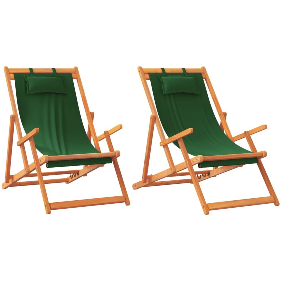Hopfällbara strandstolar 2 st grön tyg vidaXL – bild 2