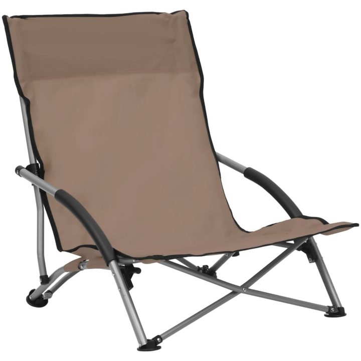 Hopfällbara strandstolar 2 st taupe tyg vidaXL – bild 2