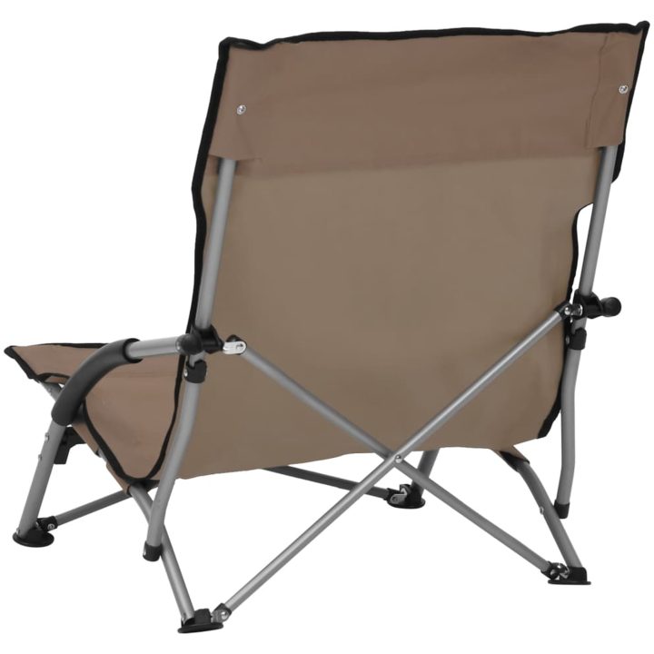Hopfällbara strandstolar 2 st taupe tyg vidaXL – bild 5